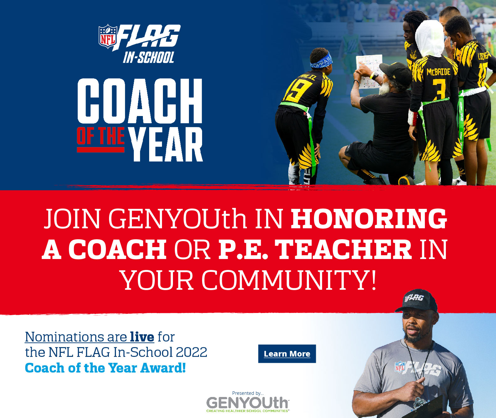 Advertisement Join GENYOUth in Honoring a Coach or P E Teacher in your Community
