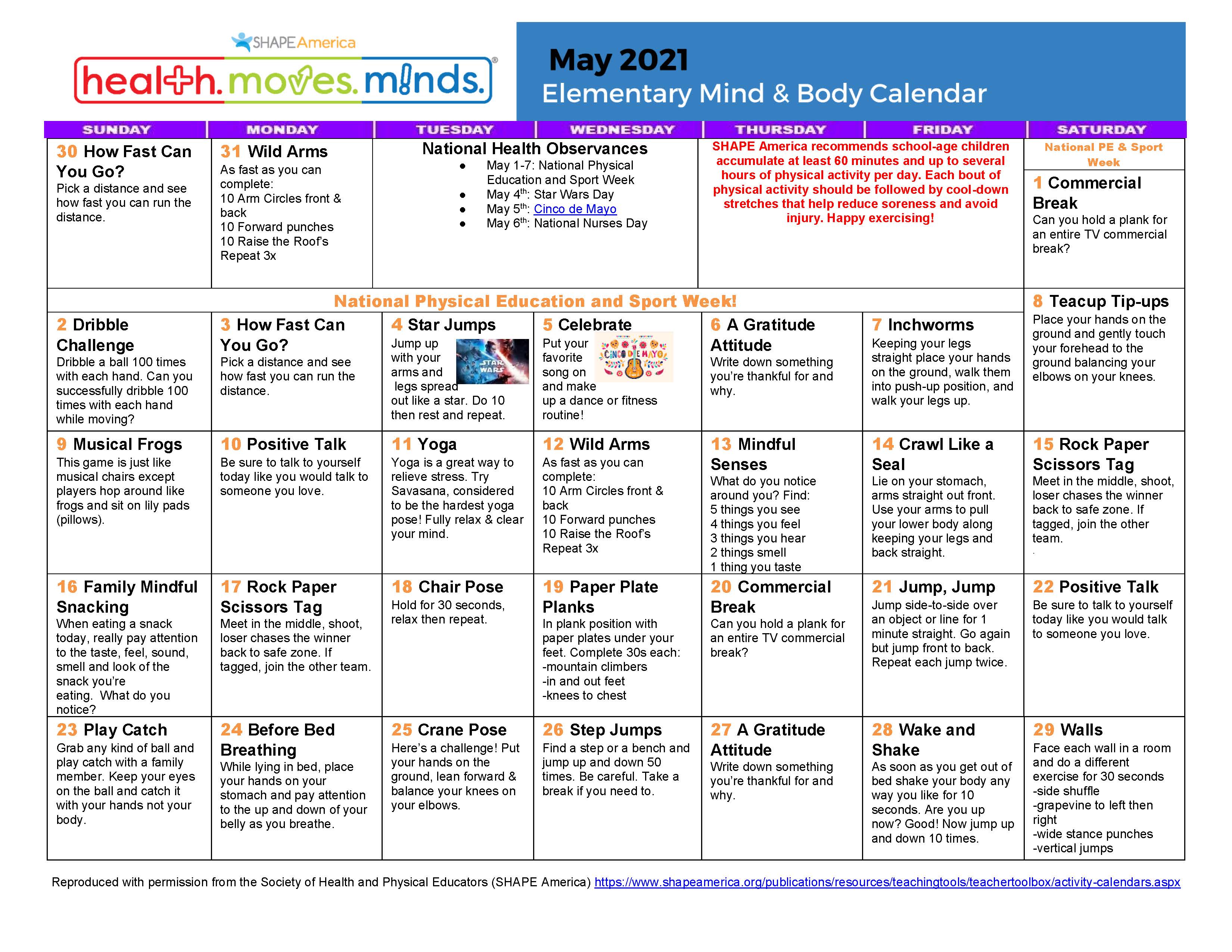 april 2021 activity calendar graphic