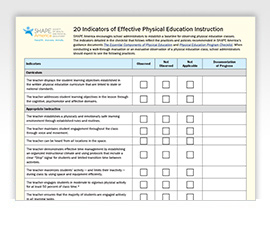 0 Indicators of Effective PE Instruction